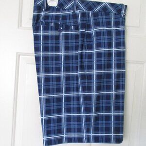 bolle' Golf Mens Flat Front Blue Stretch Plaid Golf Short Pant NWOT - Size 36W